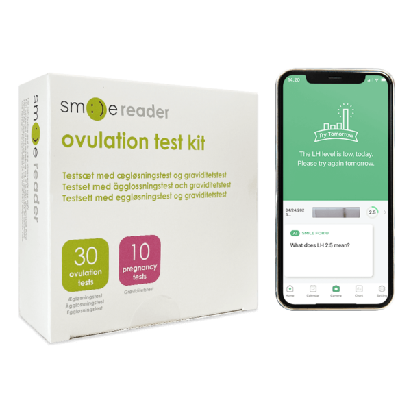 SmileReader med app - Testsæt med ægløsningstest og graviditetstest