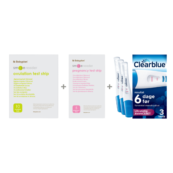 Pakke med Clearblue Ultratidlig Avanceret Graviditetstest (3 stk.) + ny Smile Reader