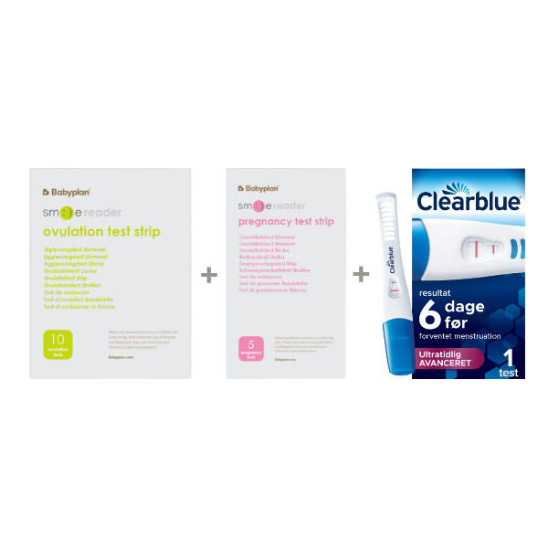Pakke med Clearblue Ultratidlig Avanceret Graviditetstest (1 stk.) + ny Smile Reader