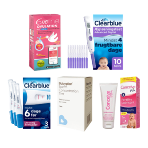 Eveline Smart Fertilitetssystem, Clearblue Advanced Digital 10-pak, Clearblue Ultratidlig Avanceret 3-pak, Babyplan Sædkvalitetstest & Conceive Plus 75ml – Avanceret Fertilitetskit