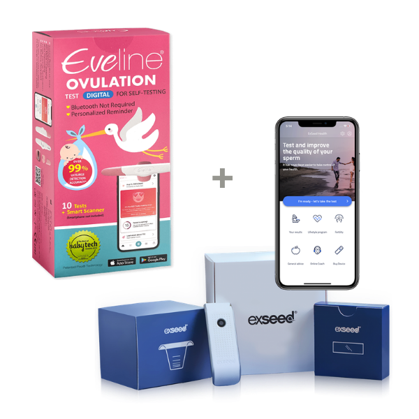 Eveline Smart Fertilitetssystem & ExSeed Health Sædtest - Komplet Digitalt Fertilitetspakke til Begge Partnere