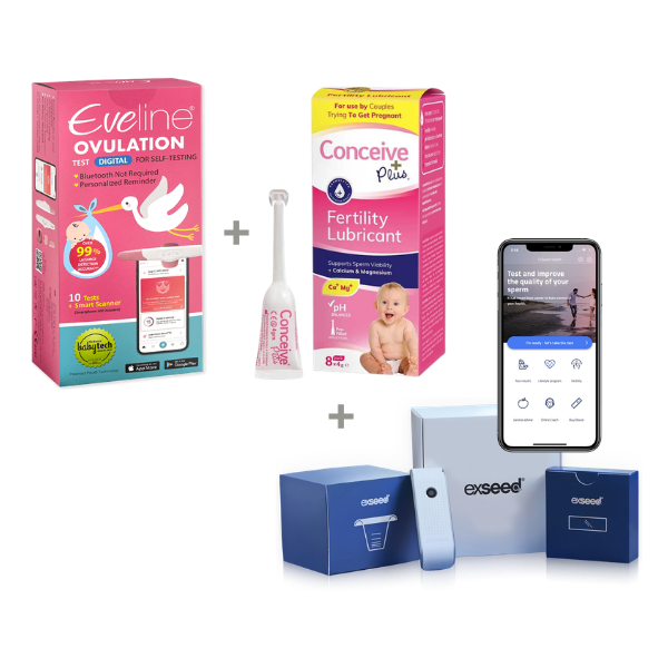 Eveline Smart Fertilitetssystem, ExSeed Health Sædtest & Conceive Plus – Komplet Digital Fertilitetspakke til Begge Partnere