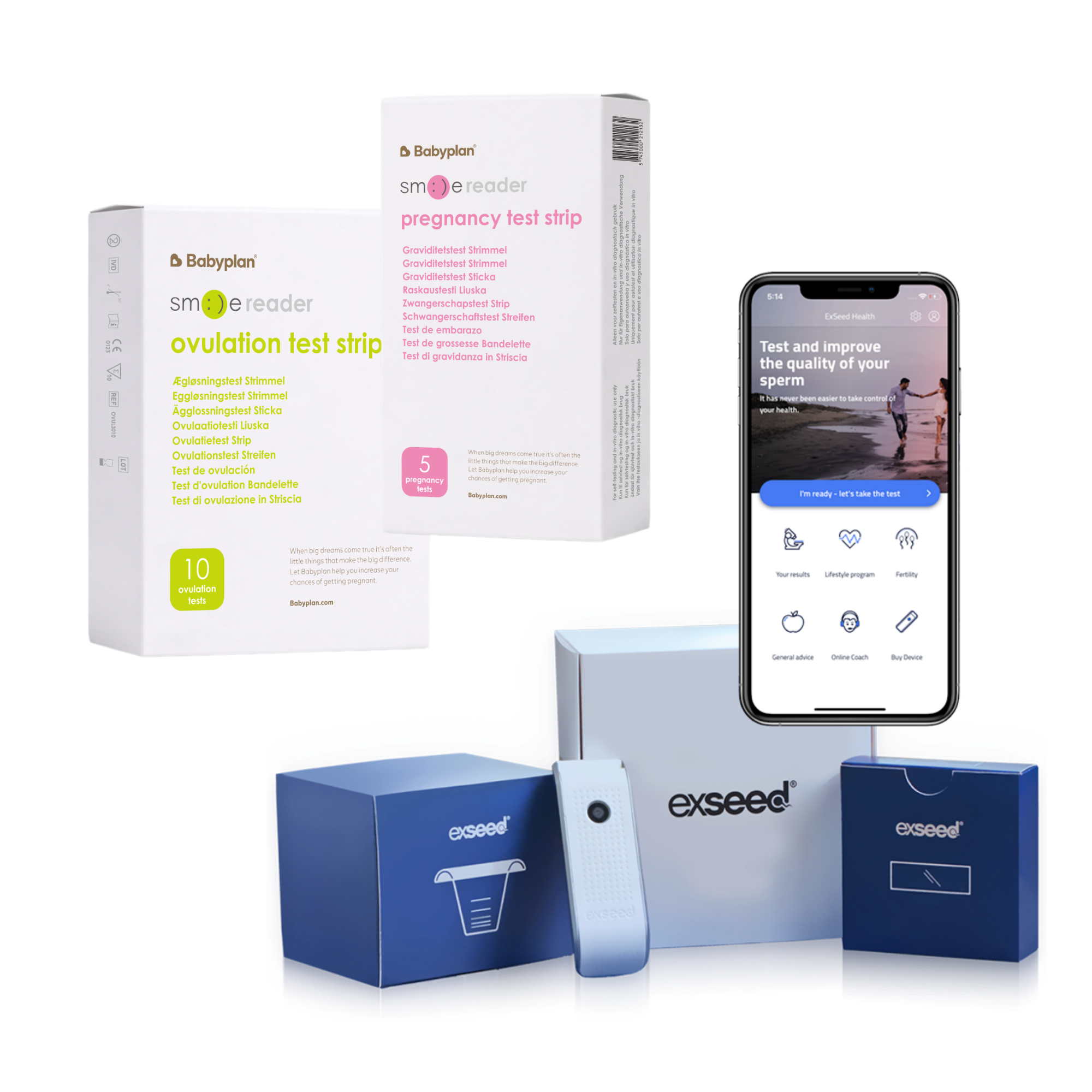 Bundle med ExSeed Health Sædtest + Smile Reader